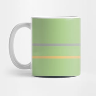 An amazing miscellany of Silver Foil, Charcoal, Oxley, Laurel Green and Sand stripes. Mug